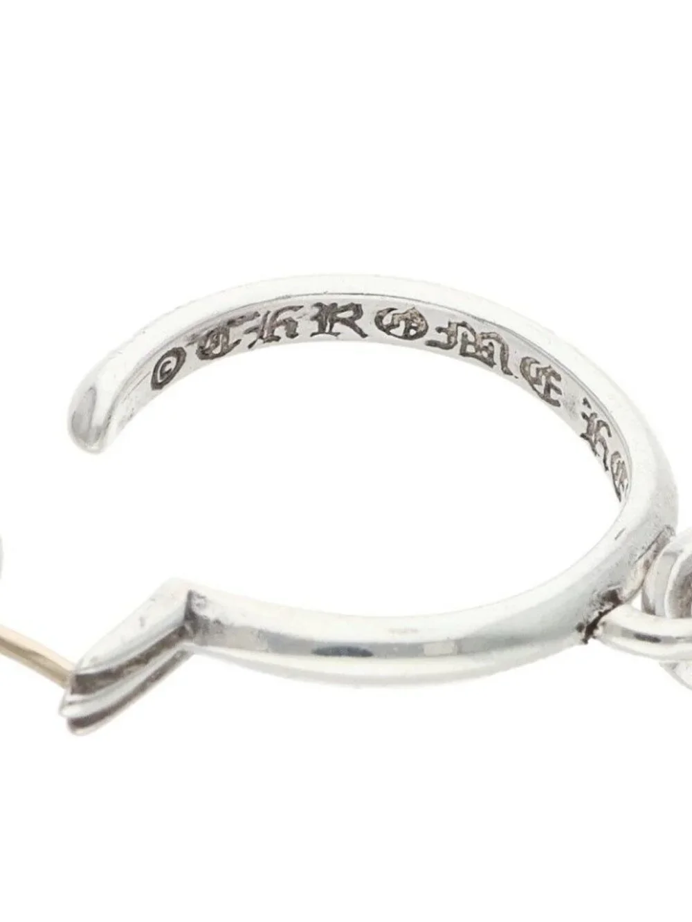 Chrome Hearts Tiny CH Cross Hoop Silver Earrings